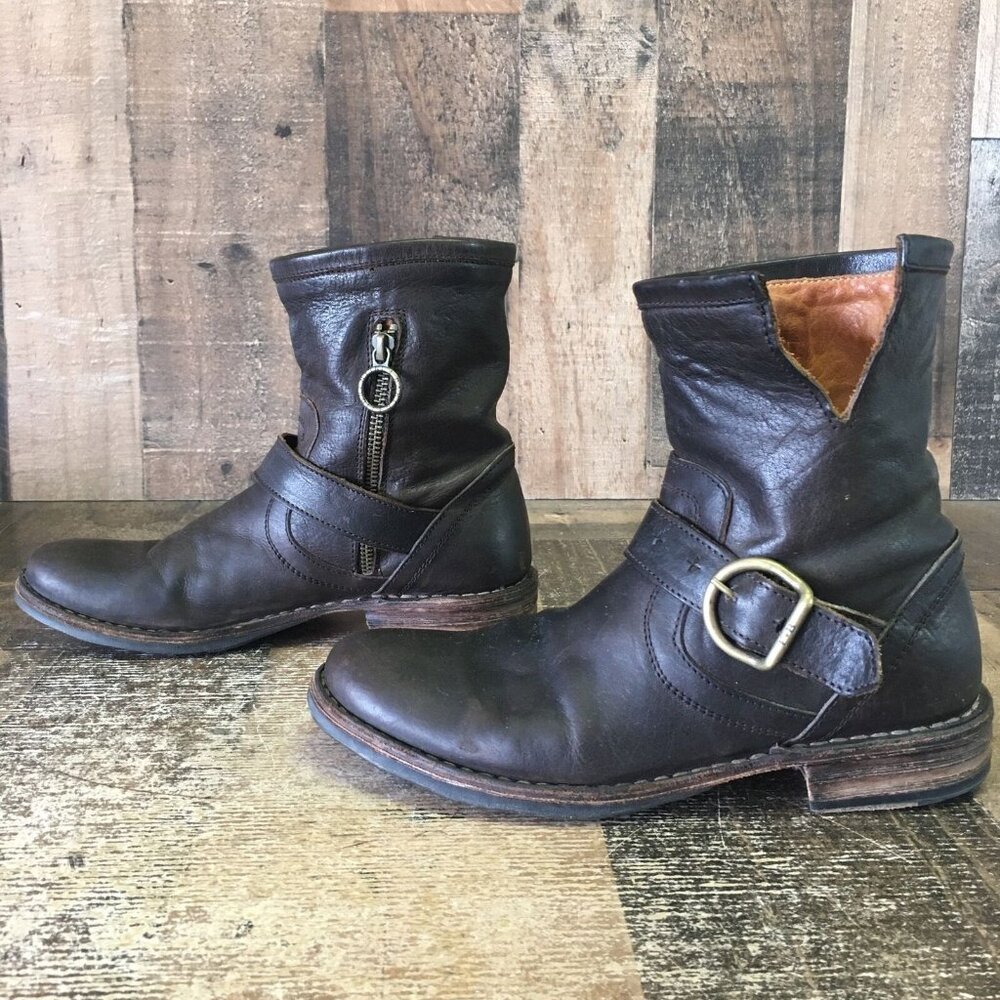 Fiorentini Baker Brown Side Zip Buckle Ankle Boots Womens EUR 35.5 US 5.5 - Picture 11 of 12